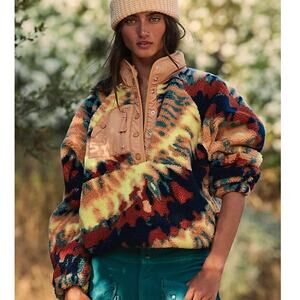 Free People FP Movement Hit The Slopes Printed Pullover Oasis Combo Aurora XS